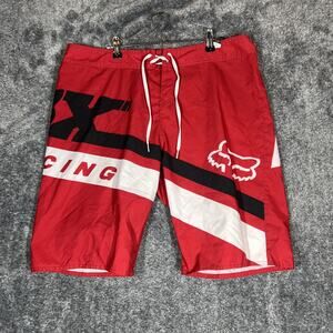 Fox Racing Shorts Mens 36 Red Boardshorts Swim Trunks 21in Outseam Logo